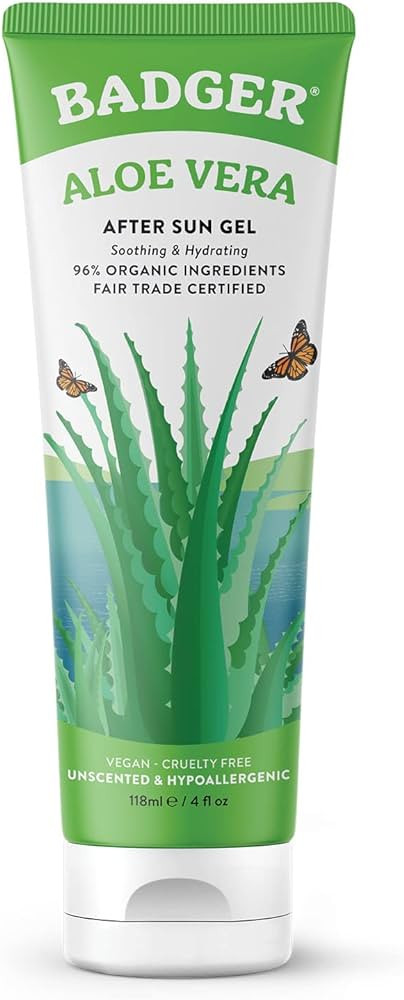 Badger Aloe Vera Gel for Sunburn Relief, Fair Trade & Organic After Sun Care, Pure Cooling Soothi... | Amazon (US)