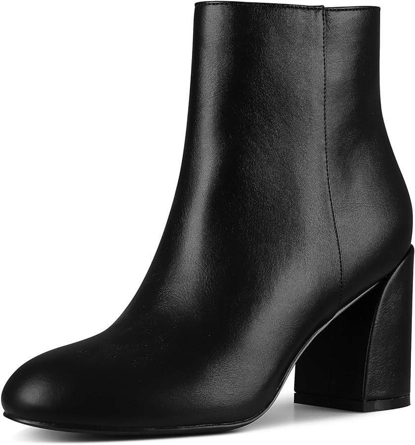 Ankle Boots for Women-Chunky Block High Heel Womens Boots, Fashion Chelsea Boots, Side Zipper Rou... | Amazon (US)