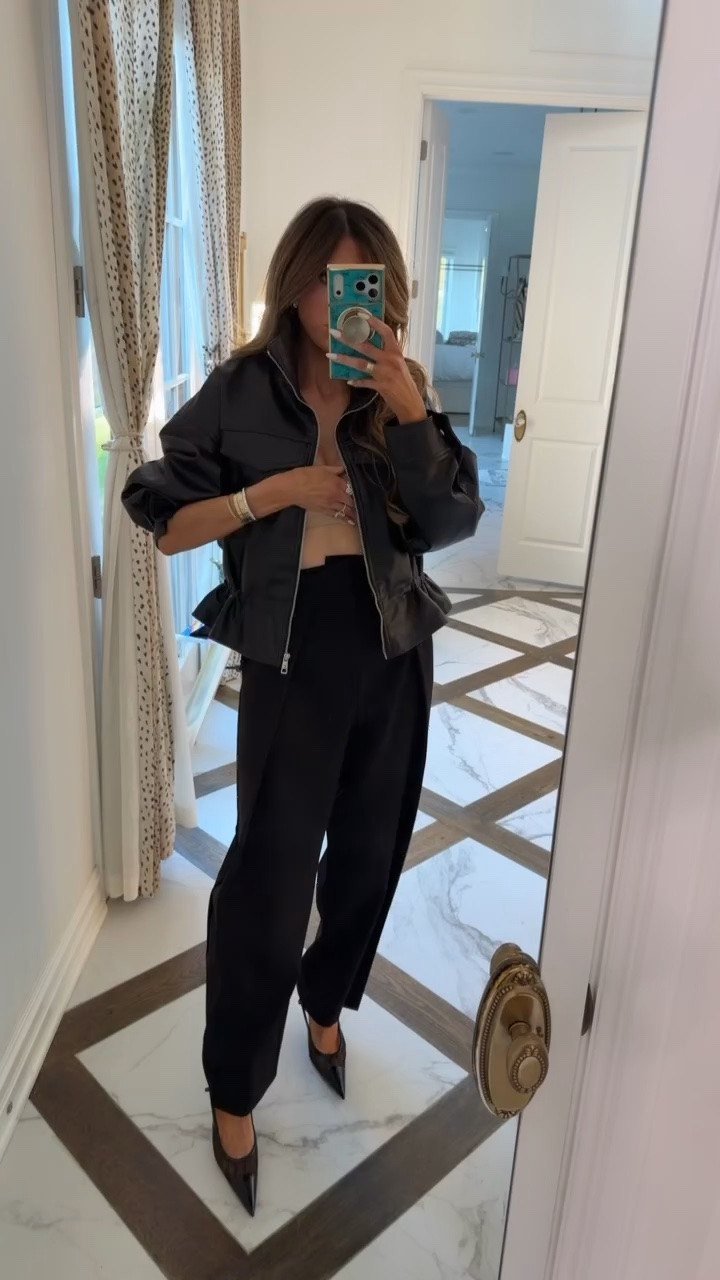 This jacket is really cute open with a simple black tank! Wearing an XS in the jacket and pants!! 

Zara fashion, Zara finds, Faux leather jackets, Fall outfits women, Autumn outfits, Business casual workwear, Date night outfits, Gemme Beauty, Emily Gemma

#LTKSeasonal #LTKWorkwear #LTKgrwm