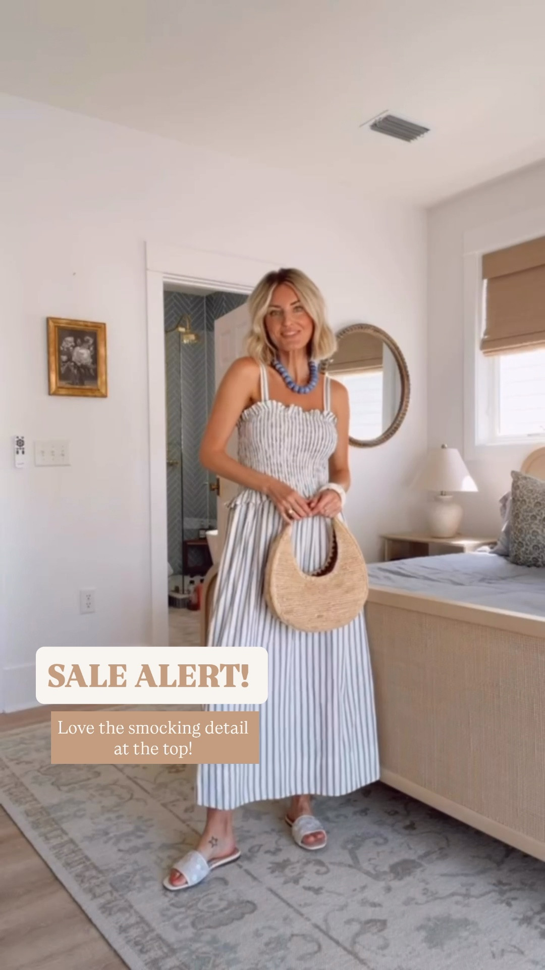 This striped sun dress is currently on sale! I love how these accessories elevate this dress! Wearing size M!

Loverly Grey, midi dress, Target sale, resort wear 

#LTKSaleAlert #LTKSeasonal