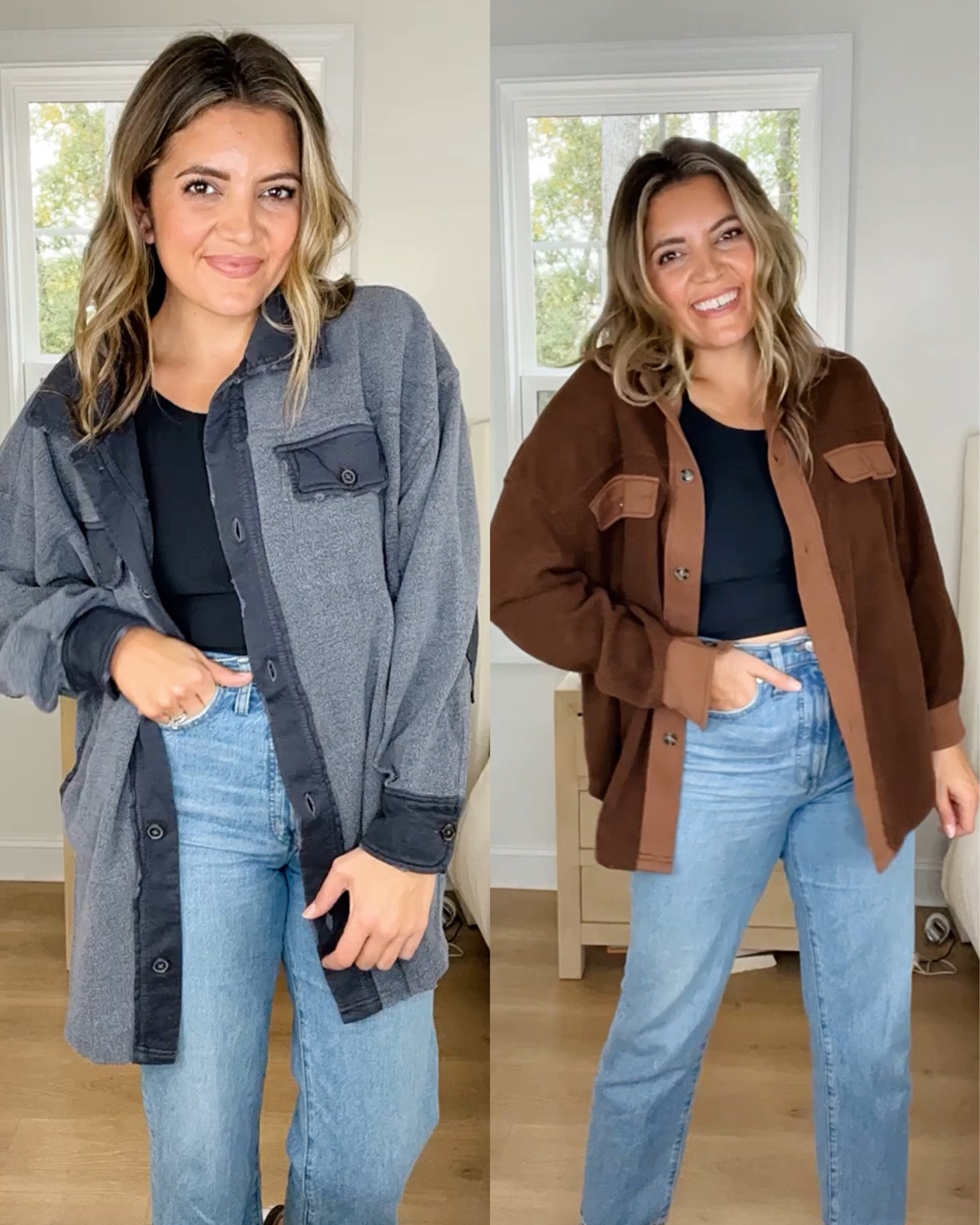 Free People ruby jacket vs the Amazon version! I sized down in FP.  In my true size in the Amazon but you could also size up one to get more of the sizing of the free people. Jeans run large. Size down one. Tee fits tts. Madewell items still on sale for cyber Monday! 

#LTKunder50 #LTKunder100 #LTKsalealert