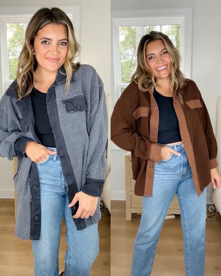 Free People ruby jacket vs the Amazon version! I sized down in FP.  In my true size in the Amazon but you could also size up one to get more of the sizing of the free people. Jeans run large. Size down one. Tee fits tts. Madewell items still on sale for cyber Monday! 

#LTKunder50 #LTKunder100 #LTKsalealert