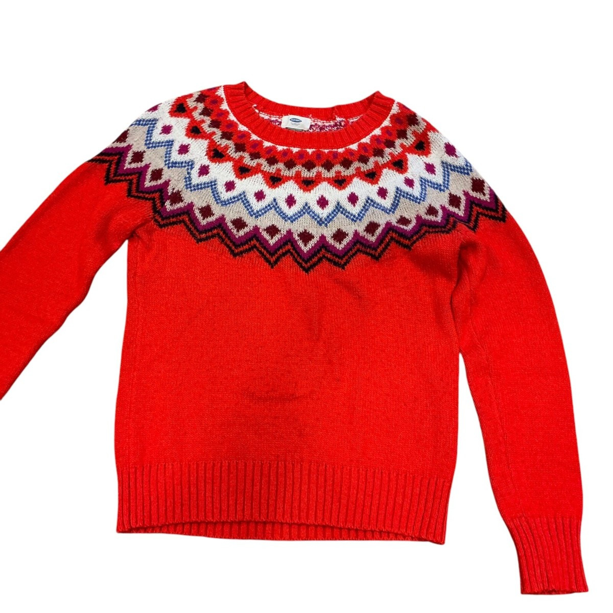 Old Navy Women’s Crew Neck Fair Isle Wool Blend Knit Nordic Sweater Size XL | eBay US