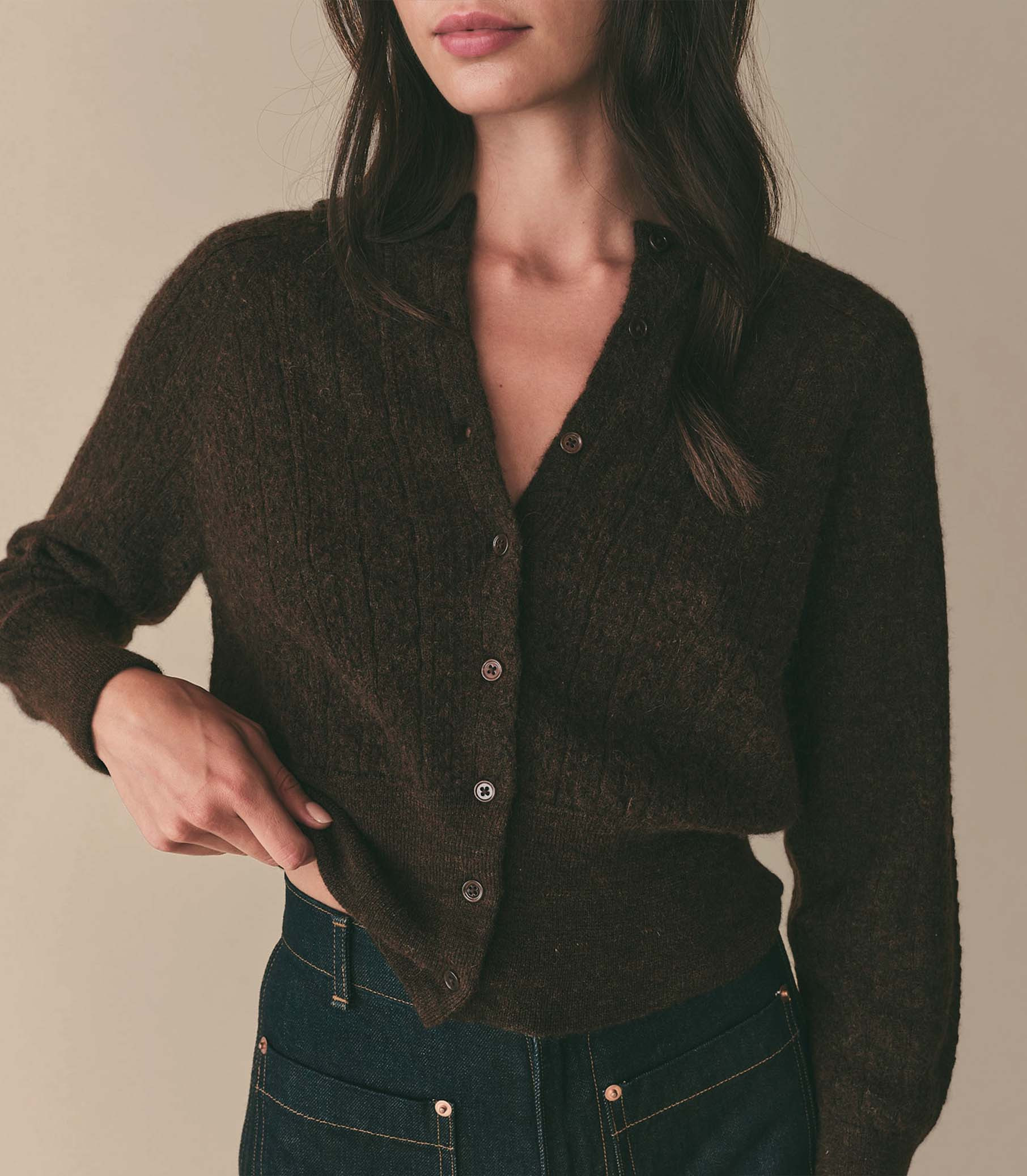 Eileen Cardigan - Dark Cacao | DÔEN | DOEN