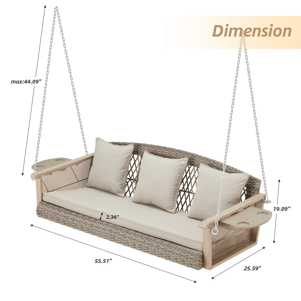 Kenn 3 Person Outdoor Porch Swing | Wayfair North America