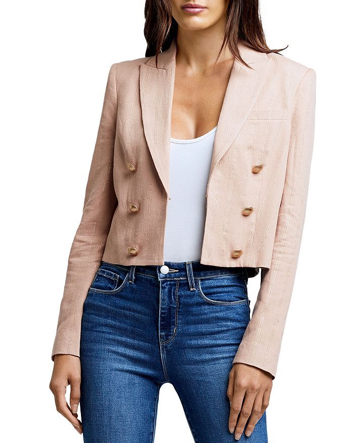 L'AGENCE Inez Cropped Metallic Stripe Blazer Back to Results -  Women - Bloomingdale's | Bloomingdale's (US)