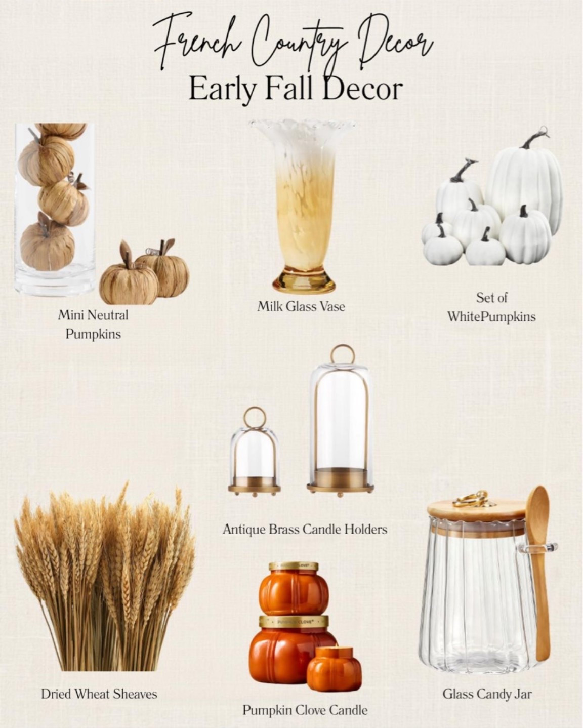 🍂 Fall is closer than we think, and now is the perfect time to start planning your seasonal decor. I love decorating in layers—bringing in warm woods, cozy textures, amber glass, candles, and just a few subtle autumn touches before going all-in on my decor.

These are some of my favorite finds for creating a timeless, French country-inspired fall home that feels warm, inviting, and elegant all season long.

#LTKHome #FallDecor #EarlyFallDecor #FallDecorating #FrenchCountry #EuropeanHome #CozyHome #HomeDecorFinds #NeutralDecor #SeasonalDecor #OldWorldStyle #AutumnHome #HomeInspiration #WarmAndCozy #LTKFinds