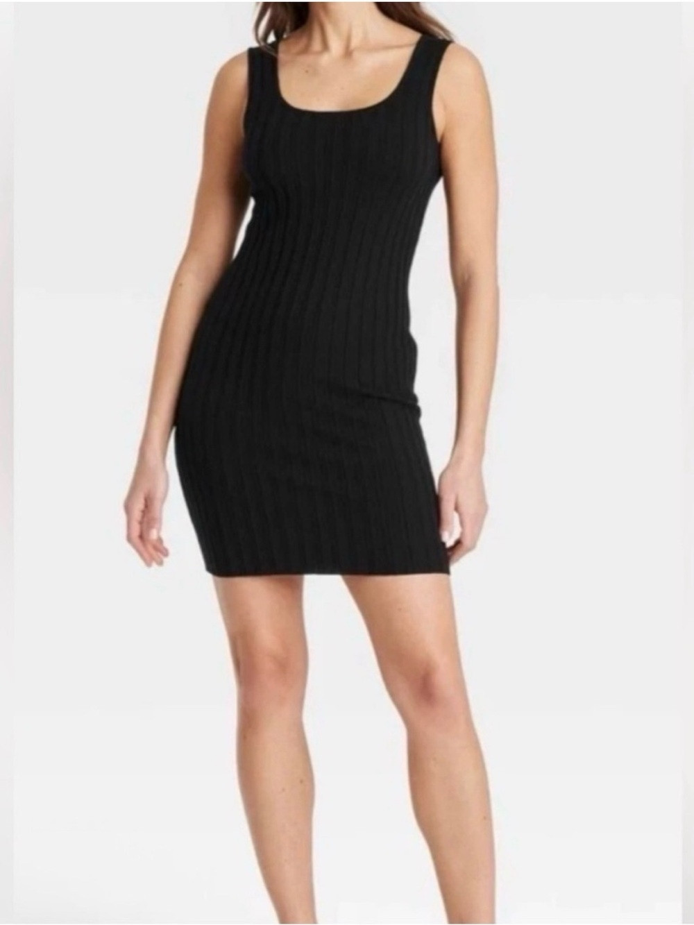 A New Day Women\u2019s Black -Rib Knit Sleeves Tank Dress | Poshmark