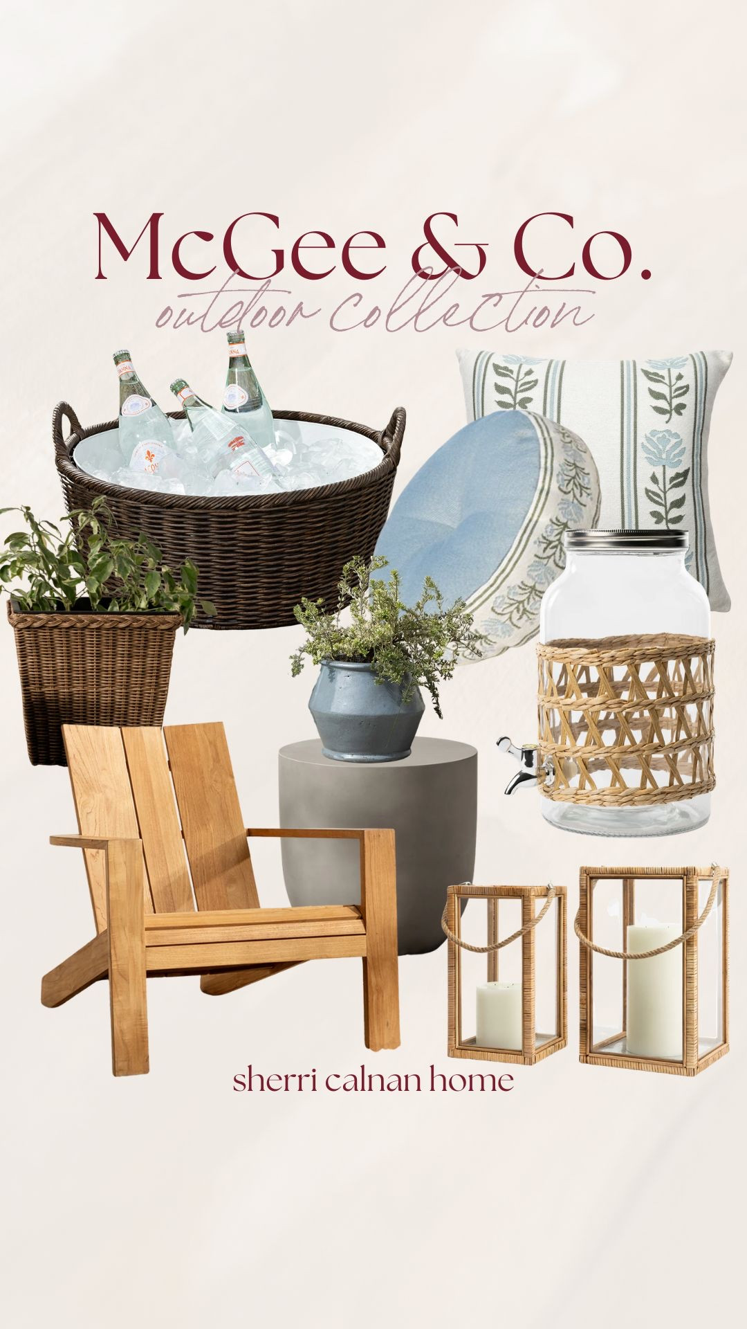 McGee and Co outdoor inspired styling with woven lanterns, outdoor throw pillows, teak chair, beverage tub, woven planters, and classic patio entertaining pieces for spring gatherings.

McGee and Co outdoor decor, outdoor patio styling, woven lanterns, teak outdoor chair, beverage tub for entertaining, outdoor throw pillows, wicker planters, spring patio decor, backyard hosting ideas, outdoor coastal style, sherricalnanhome

#LTKHome