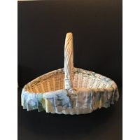 Vintage Wicker Basket ~ Ruffled Fabric Trim With Handle Decorative | Etsy (US)