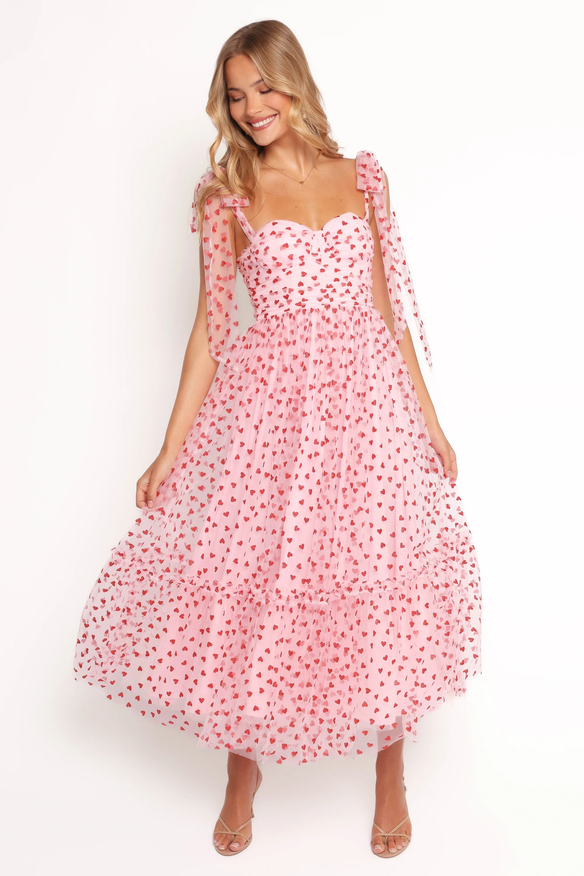 Floret Midi Dress - Red Hearts | Petal & Pup (US)