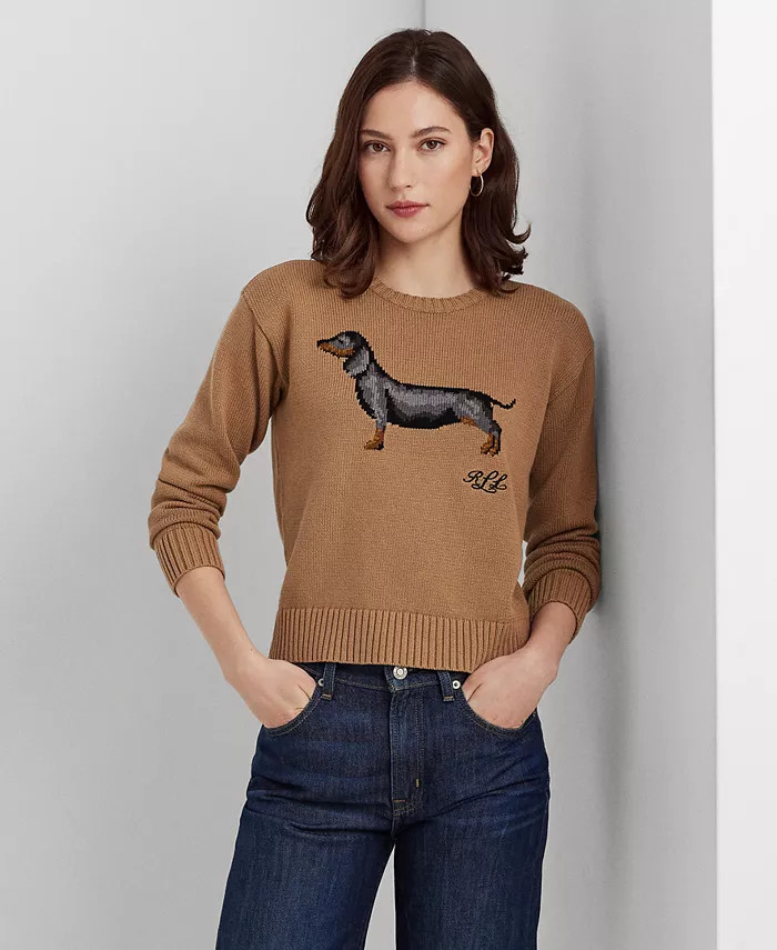 Women's Intarsia-Knit Cotton-Blend Sweater | Macy's
