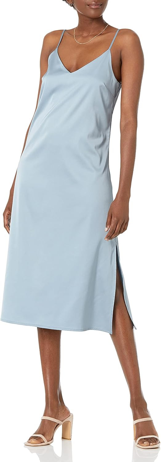 The Drop Women's Ana Silky V-Neck Midi Slip Dress | Amazon (US)