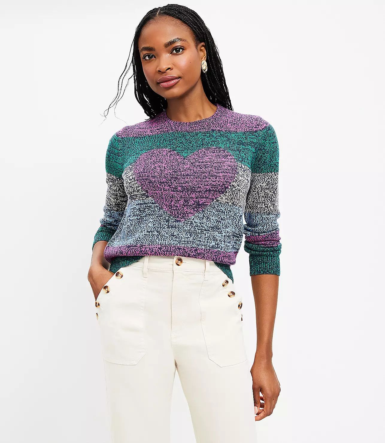 Heart Stripe Sweater | LOFT