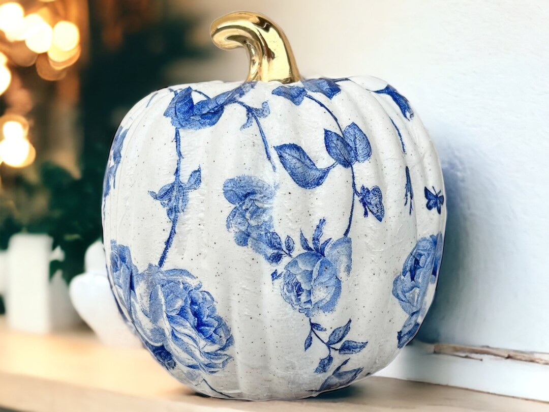 Chinoiserie Ceramic Pumpkin Handcrafted Oriental Inspired - Etsy | Etsy (US)