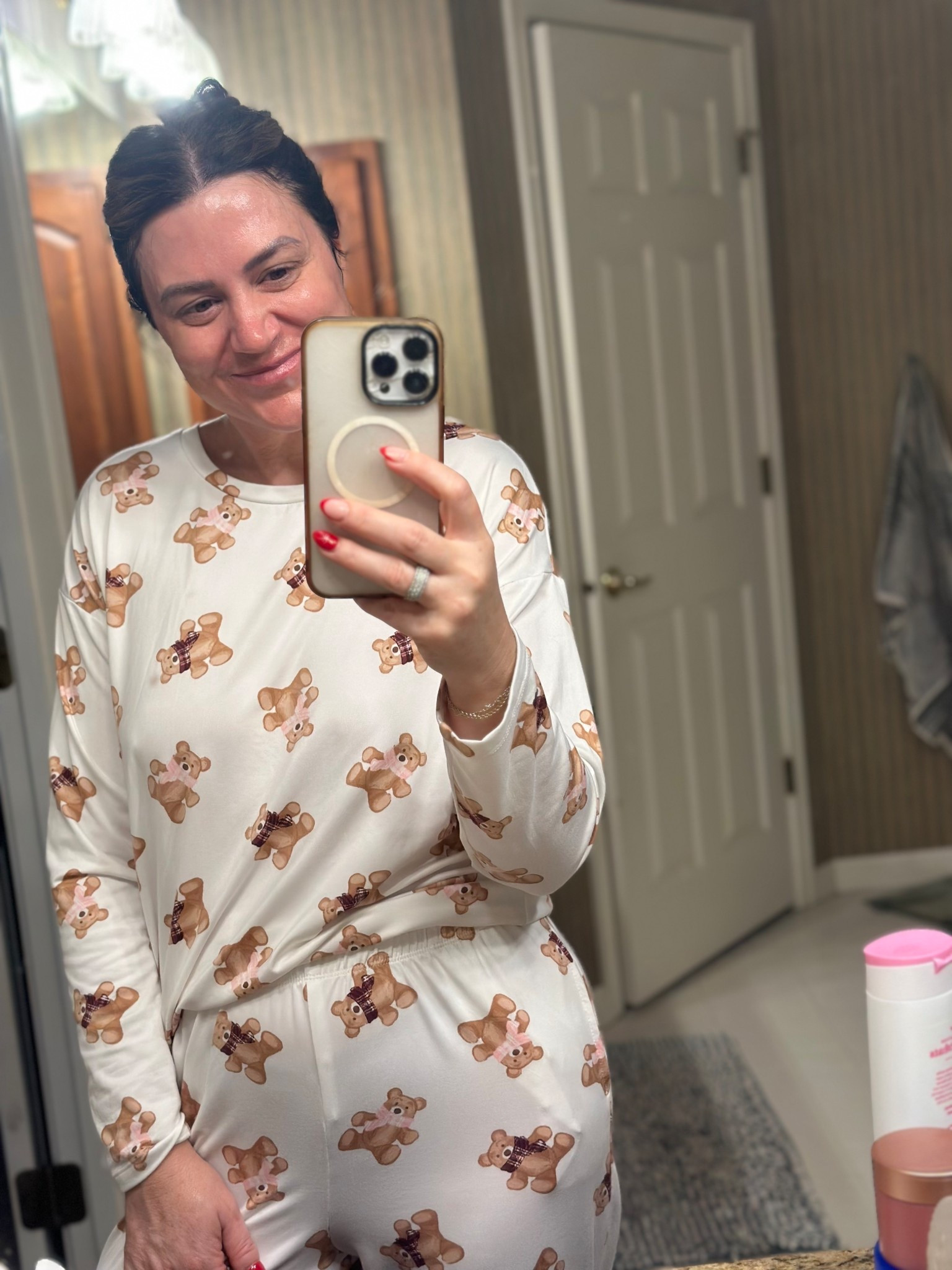 Fresh face, cozy vibes ✨ Jist finished my nighttime skincare routine & am wearing  my favorite Joyspun PJ’s from Walmart — soft, comfy, and Teddy-approved 🧸🤍 Linking everything!

#WalmartFashion #Joyspun #LTKStyle #LTKHoliday #CozySeason