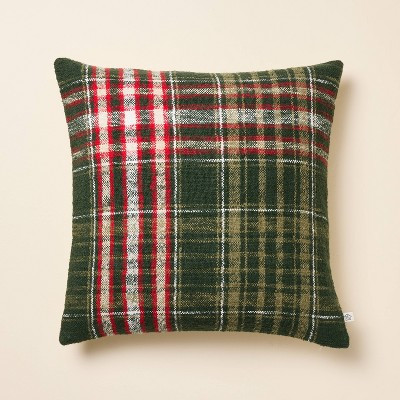 18"x18" Christmas Plaid Woven Square Throw Pillow - Hearth & Hand™ with Magnolia | Target
