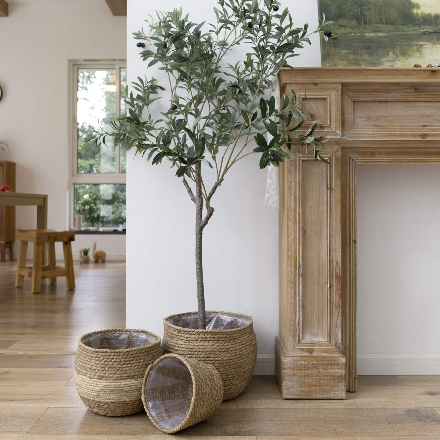 LA JOLIE MUSE Natural Seagrass Large Planter, Plant Pots Cover, Indoor Planters Flower Pots, 13.5... | Amazon (US)