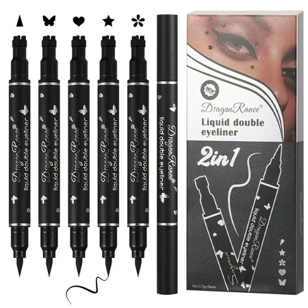 LELINKER 5PCS Black Liquid Eyeliner Stamps Set Double-side Eyeliner Stencil Pen Waterproof Long Lasting Makeup Tools | Walmart (US)