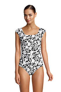 Women's Chlorine Resistant Tummy Control Cap Sleeve X-Back One Piece Swimsuit | Lands' End (US)