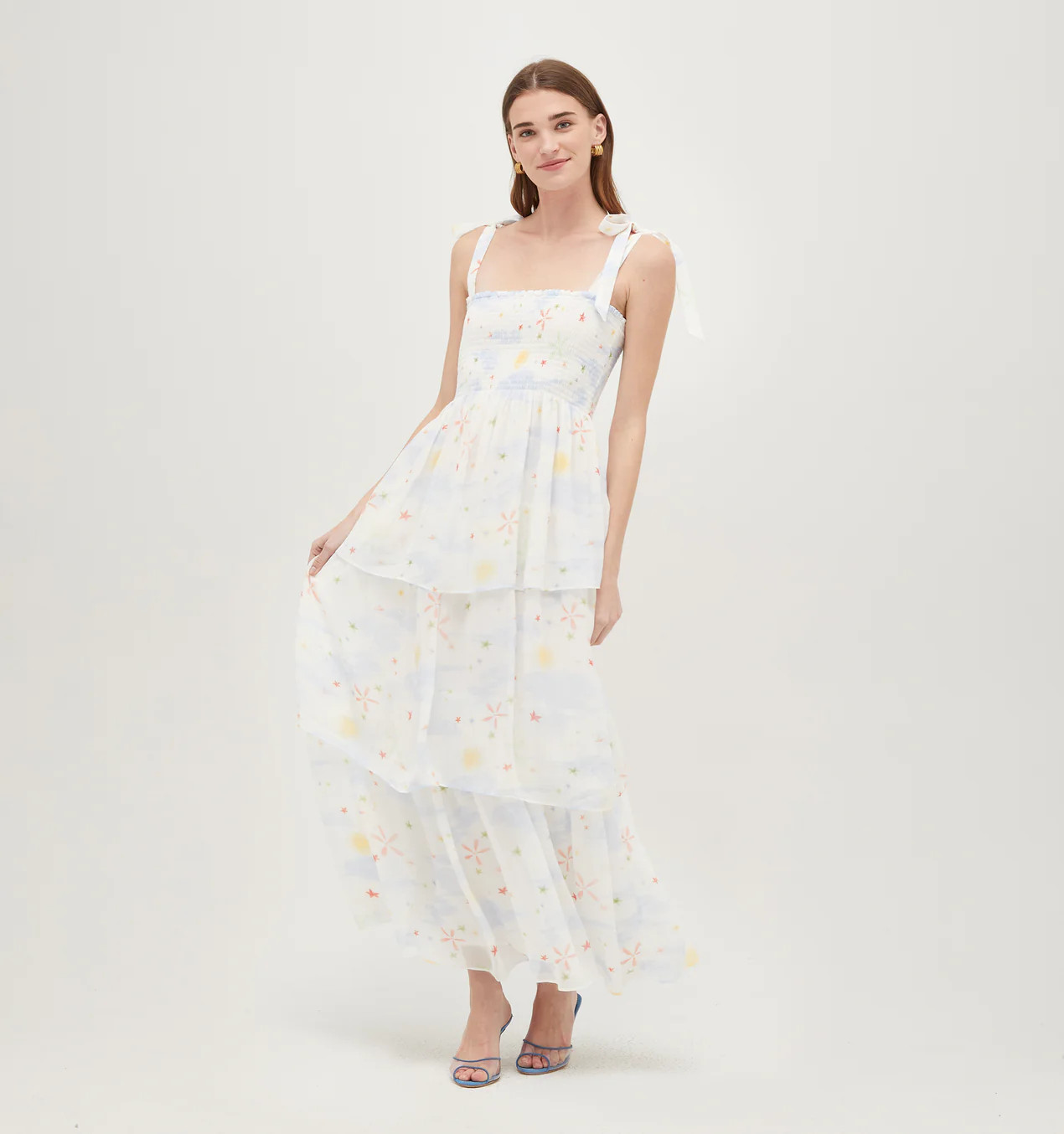 The Elise Nap Dress - Celestial Floral Georgette | Hill House Home