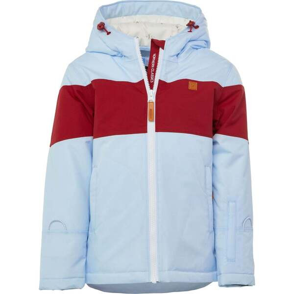 Winter Coat, Cloud Blue with Red Rugby Stripe | Maisonette