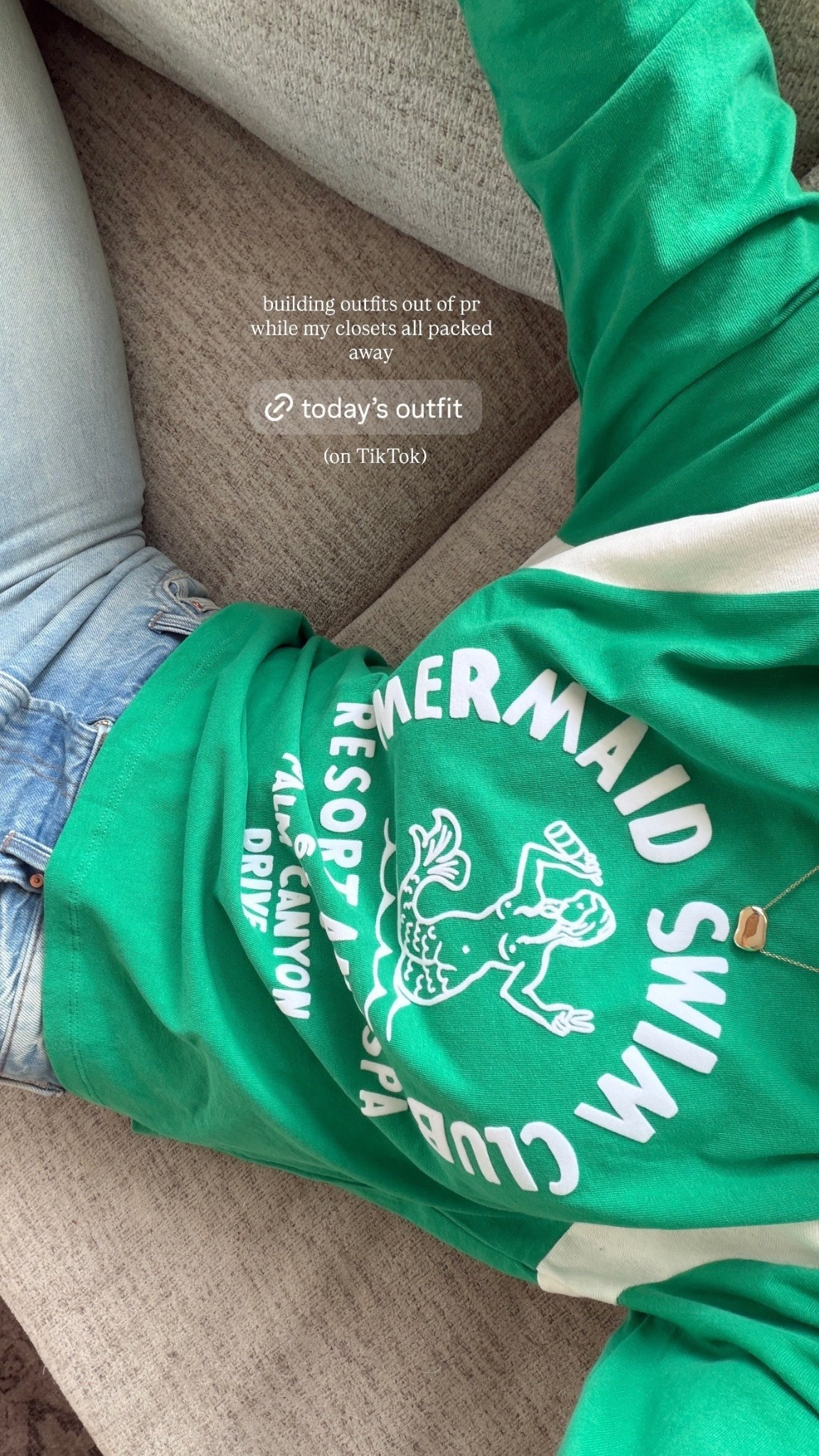 building outfits out of pr while my closets all packed away (on TikTok)