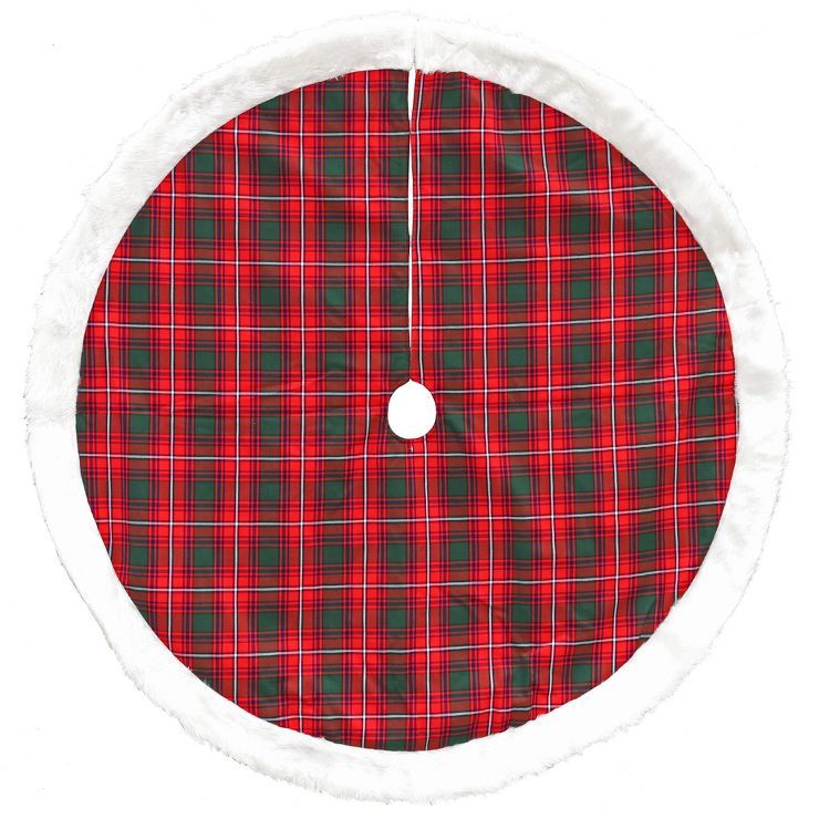 Northlight 48" Red and White Plaid Border Christmas Tree Skirt | Target