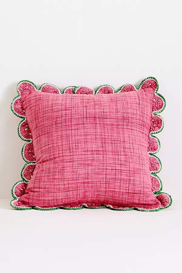 Dominica Indoor/Outdoor Woven Fruit Trim Pillow | Anthropologie (US)