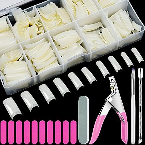 EAONE 500Pcs Natural Acrylic Nail Tips Half Cover French Nail Tip False Nails Artificial Fake Nail T | Amazon (US)