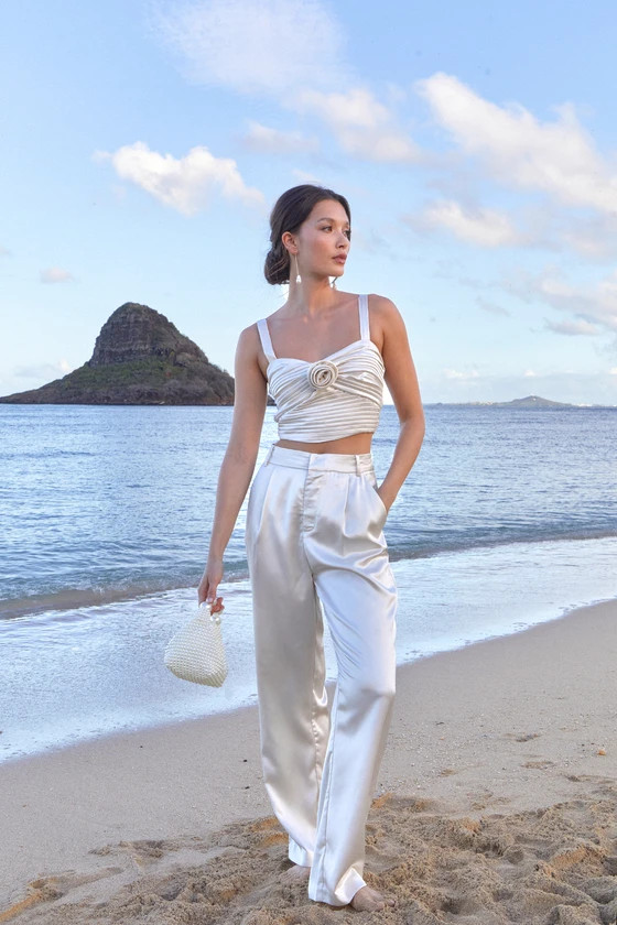 Flawless Behavior Champagne High Rise Straight Leg Pants | Lulus