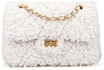Women Plush Shoulder Bag Fashion Fluffy Crossbody Purse Soft Warm Shopping Dating Bag with Adjust... | Amazon (US)