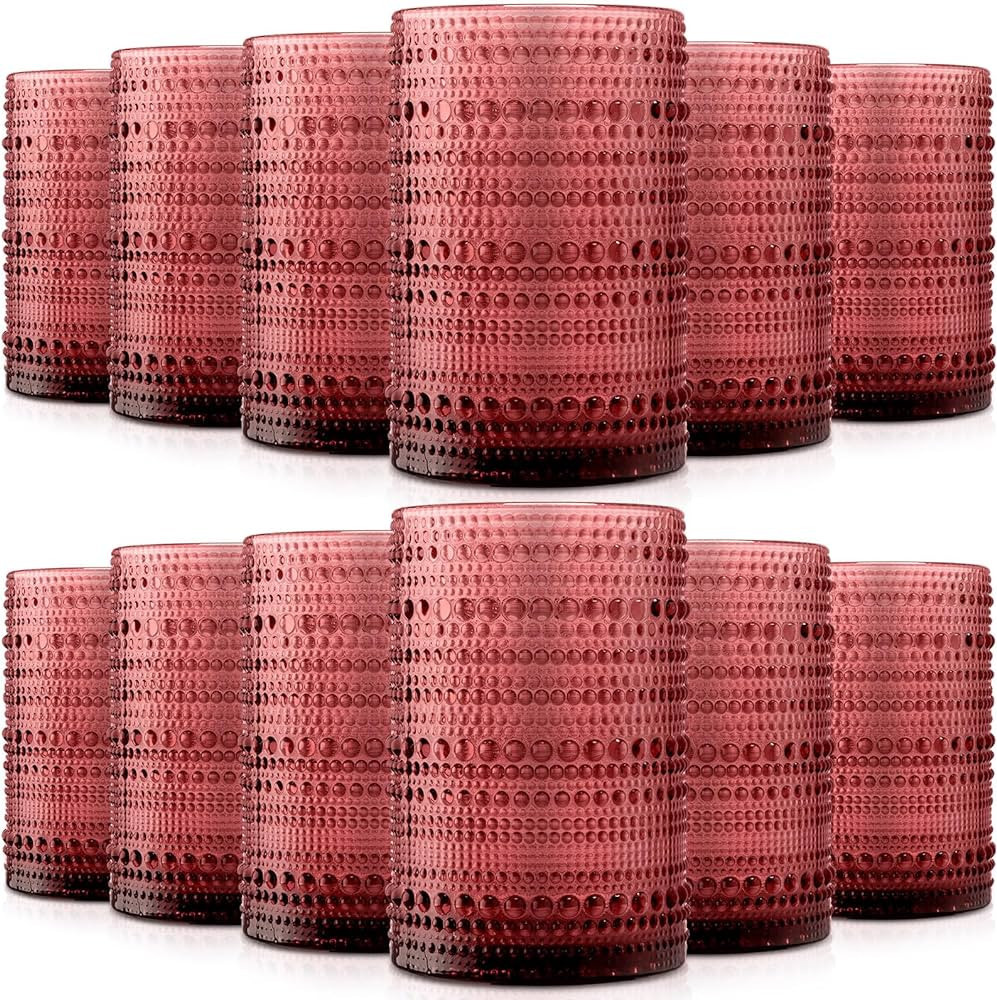 Yinder Hobnail Drinking Glasses 13 oz Christmas Party Supplies Vintage Embossed Glassware Old Fas... | Amazon (US)