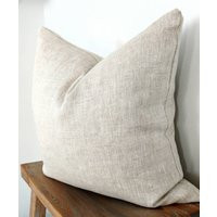 Modern Farmhouse Beige Linen Pillow Cover, Neutral Throw Pillow, Linen Bedroom Casual Decor, Bedroom | Etsy (US)