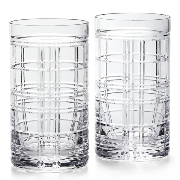 Hudson Plaid Lead Free Crystal Highball Glass (Set of 2) | Wayfair North America
