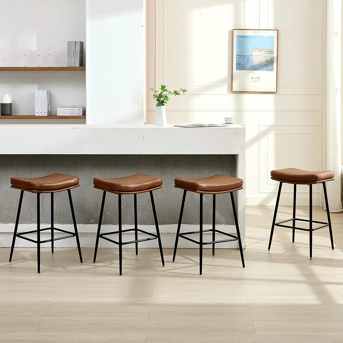 Upholstered 26" Backless Saddle Barstools | Wayfair North America