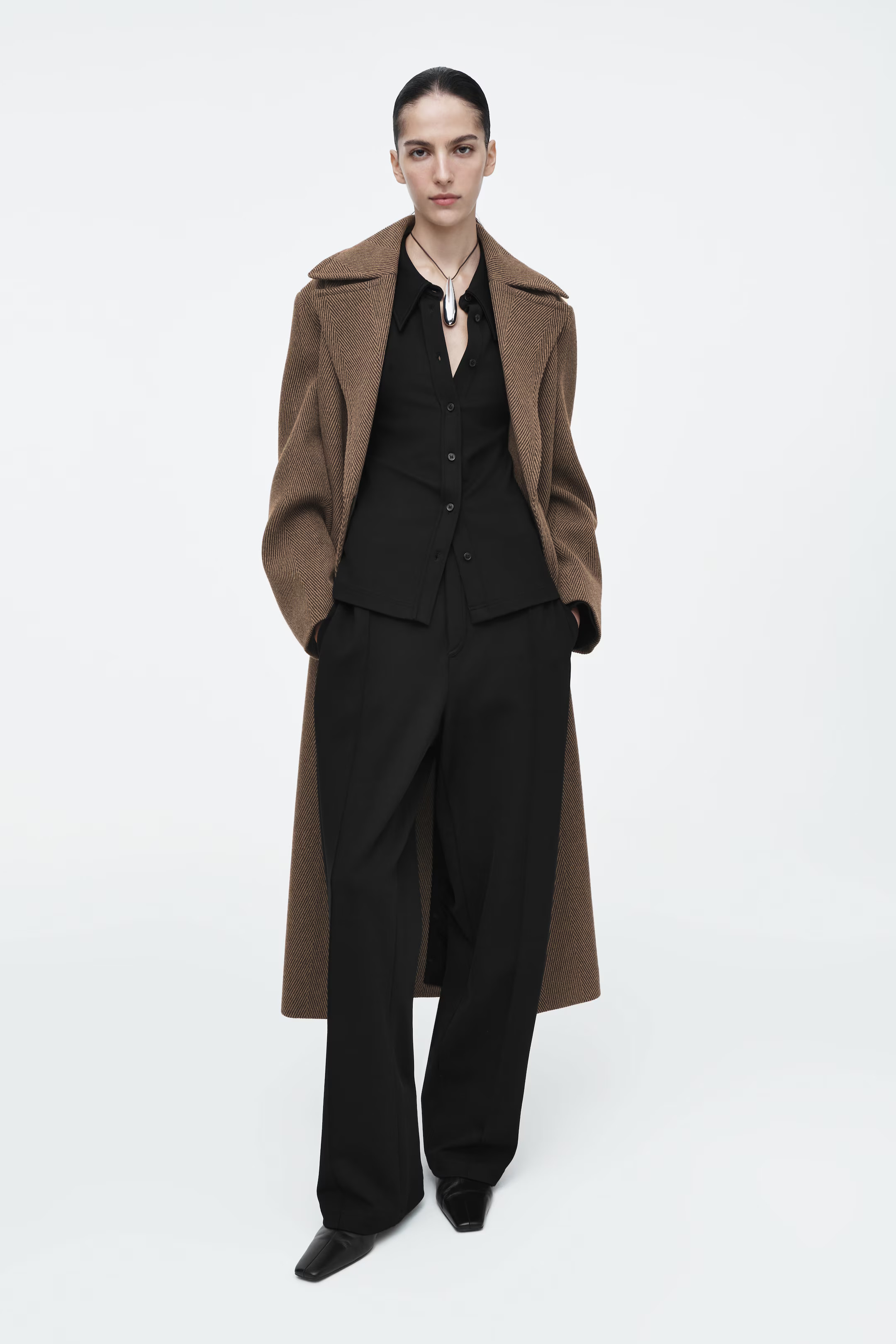 PINTUCKED STRAIGHT-LEG TROUSERS - BLACK | COS UK