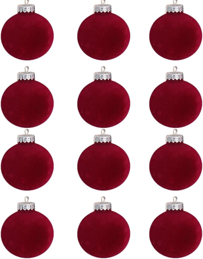 15Pc Velvet Christmas Balls Bulk Flocked Christmas Tree Ball Ornaments, Christmas Tree Ball Ornam... | Amazon (US)
