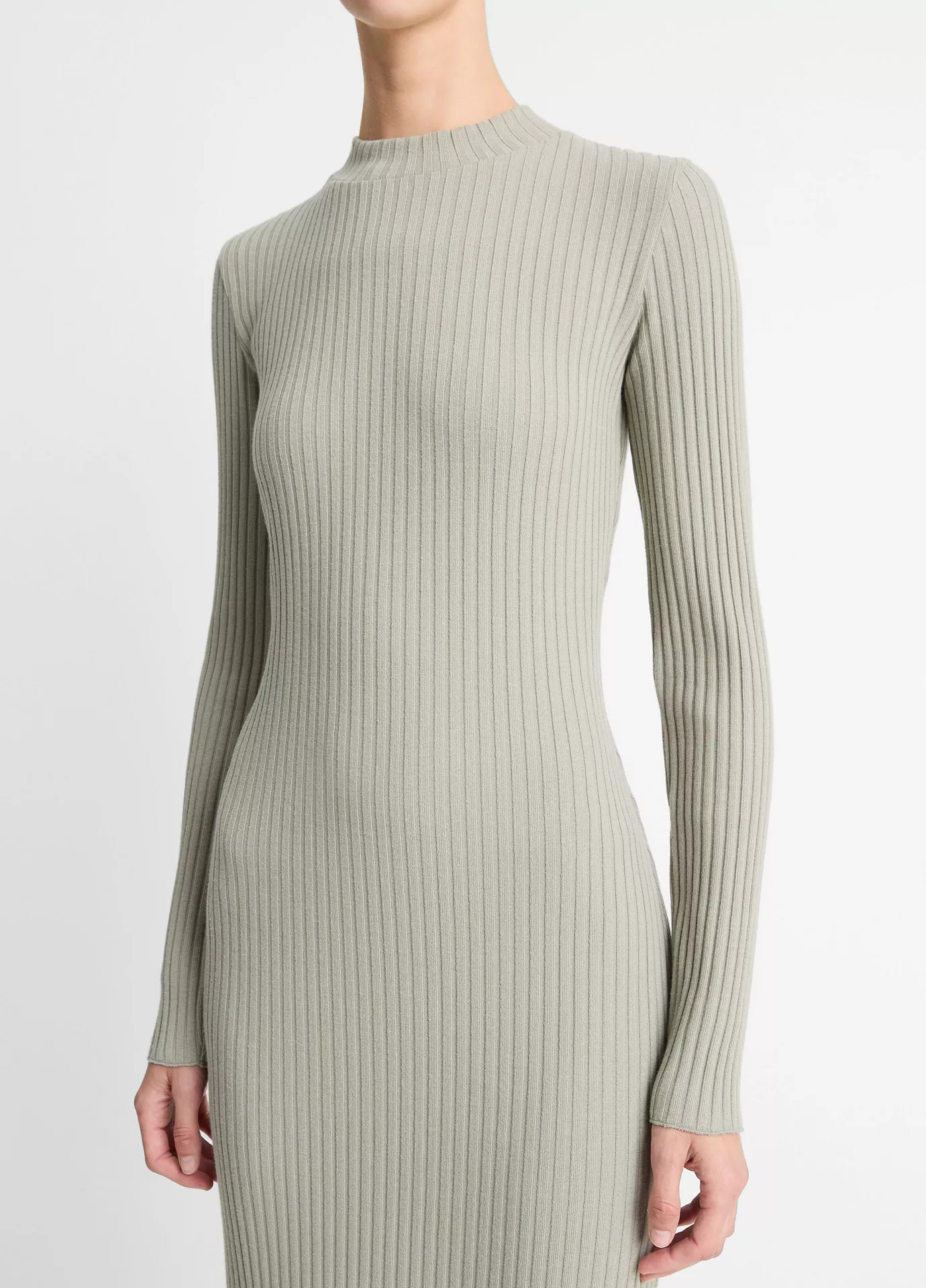 Ribbed Cotton-Blend High-Neck Dress | Vince LLC