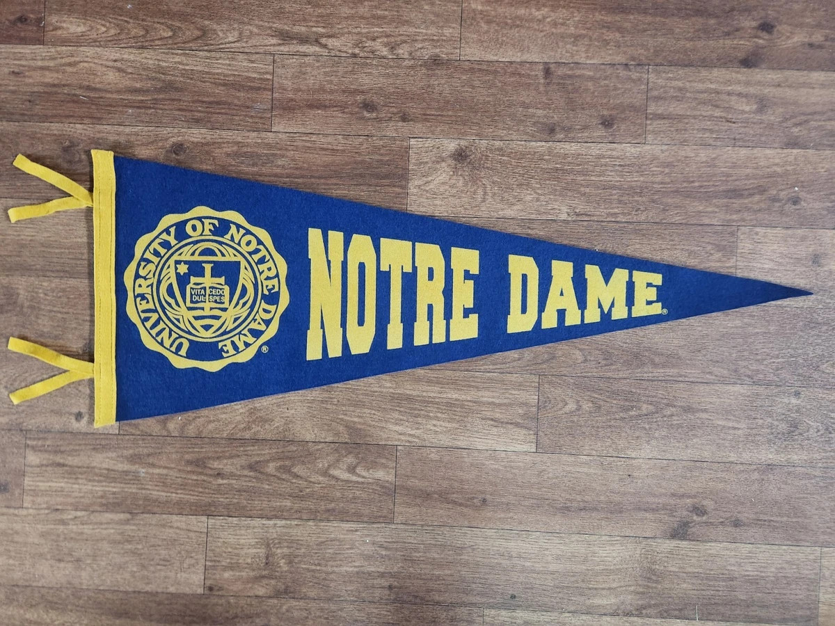 Vintage University of Norte Dame Fighting Irish Pennant 12x30 Blue & Gold EUC | eBay US