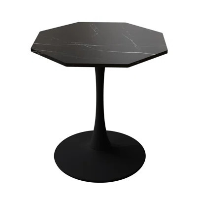 Modern Octagonal Coffee Table With Printed Black Marble Table Top,Metal Base, For Dining Room, Kitchen, Living Room | Wayfair North America