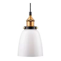 Fiorentino Industrial Pendant Lamp, Glass Shade, Antique Brass, Milk Glass | Houzz 