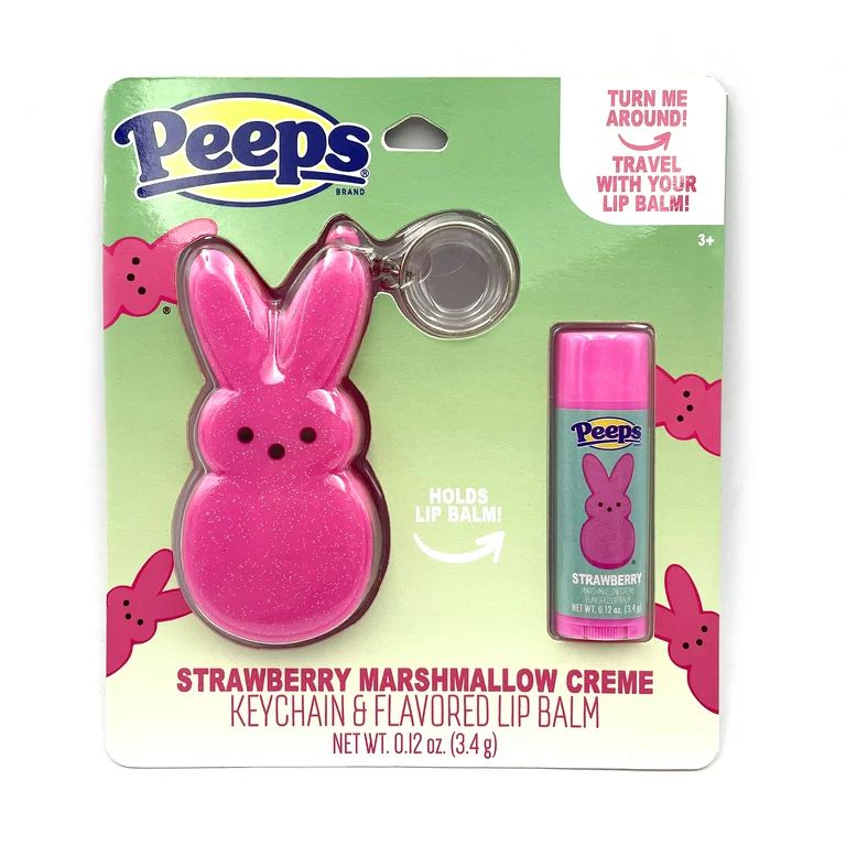 Peeps Lip Balm & Keychain Holder For Lip Balm- Pink, Strawberry Marshmallow Crème, .12oz(3.4g) -... | Walmart (US)