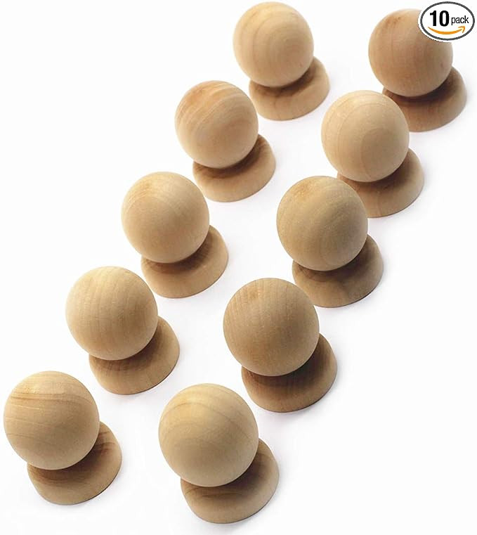 WEICHUAN 10PCS Ball with Base Shape Unfinished Wood Drawer Knobs Pulls Handles - Cabinet Furnitur... | Amazon (US)
