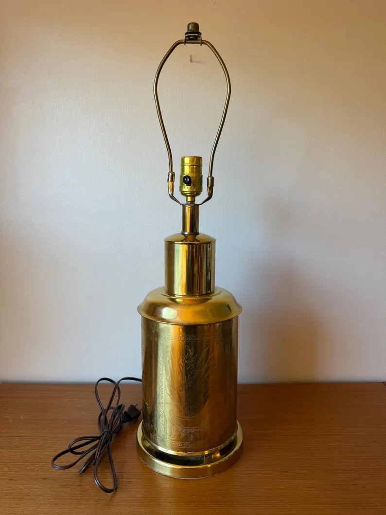Vintage Midcentury Etched Brass Chinoiserie Tea Canister Table Lamp - Etsy | Etsy (US)
