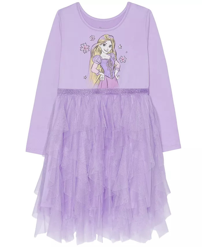 Disney Little Girls Rapunzel Love Long Sleeve Cascade Mesh Tutu Dress - Macy's | Macy's