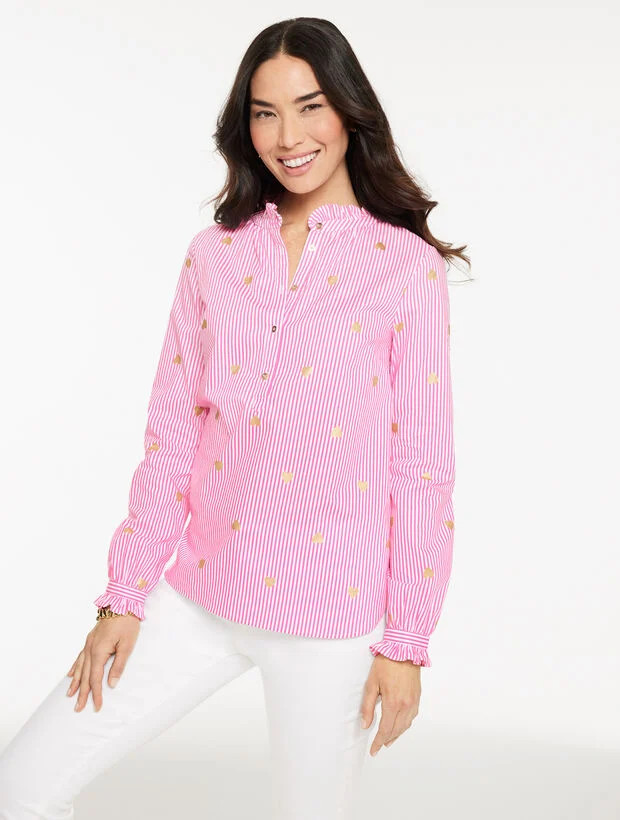 Heart Stripe Poplin Top | Talbots