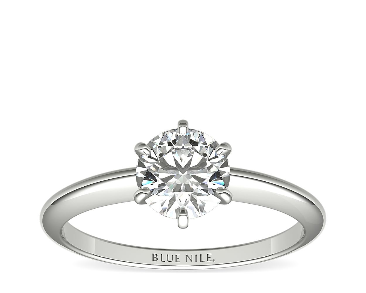 Classic Six-Prong Solitaire Engagement Ring in 14k White Gold | Blue Nile