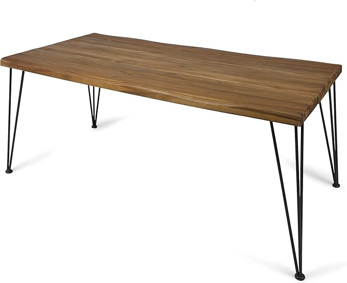 Christopher Knight Home Kama Patio Dining, Rectangular, 72", Acacia Wood Table Top, Rustic Iron H... | Amazon (US)