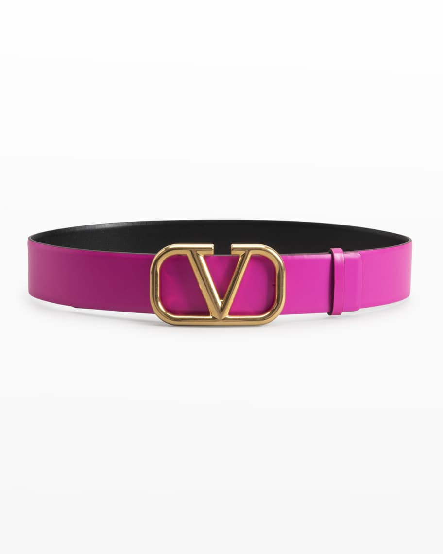 Valentino Garavani V Logo Leather Belt | Neiman Marcus